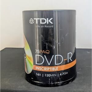 TDK DVD+R Discs 4.7 GB 16x Spindle 75pk New & Sealed DVD